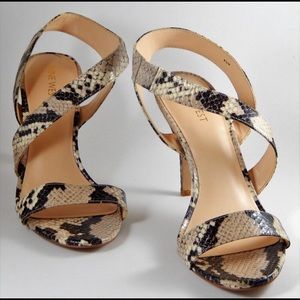 Nine West Embossed Python Sandal Heels